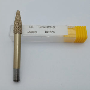 CNC Router Cutting Tools, Brazed Coarse Diamond Sand Tapered Ball Nose Cutter (TBN) For Marble – Diameter 3mm.